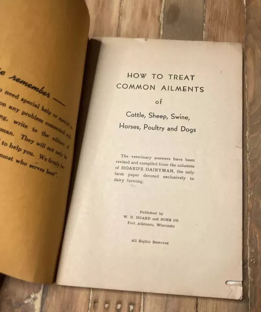 How To Treat Common Ailments Of Farm Animals Book Vintage 1940 Fort Atkinson WI 2