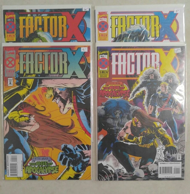 FACTOR X COMIC BOOK LOT of 4,Vol. 1, Numbers 1,2,3,4 (Marvel 1995)Direct Edition