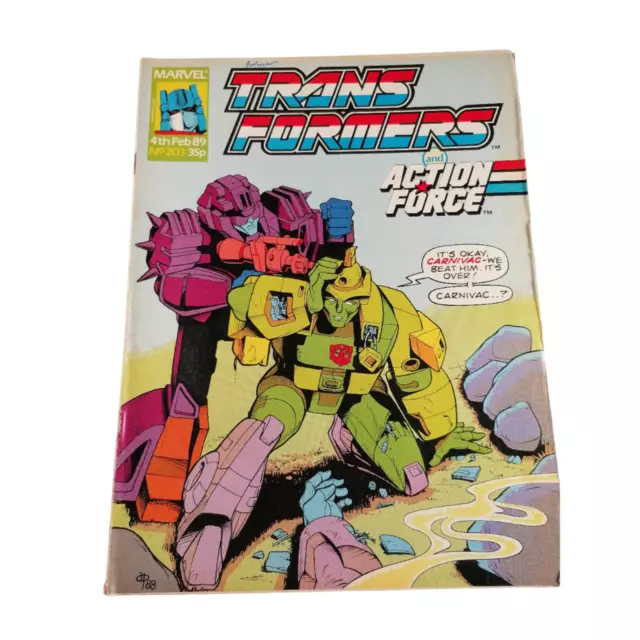 Transformers UK #203 Marvel UK 4th February 1989 Comic G1 GI Joe British MTMTE