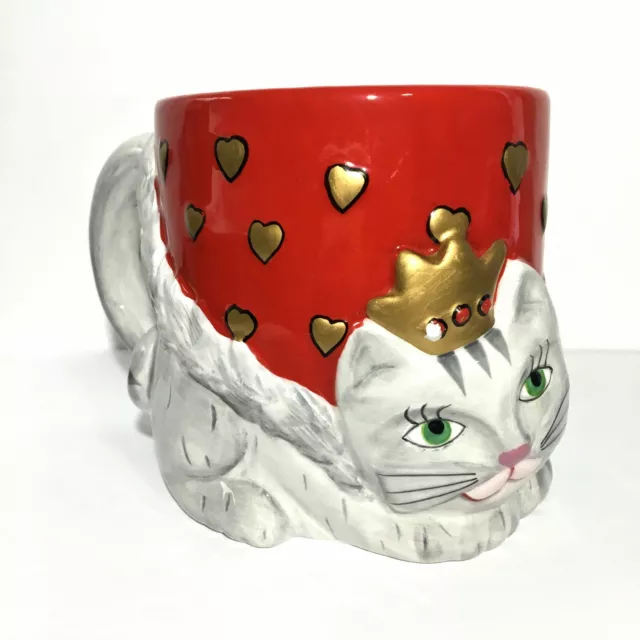 Karen ROSSI by Silvestri Kitty Queen of Hearts Cat 3D Coffee Mug Cup 14 oz