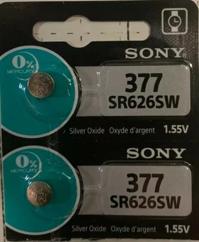 2PC-SONY 377 Battery AG4 SR626SW SR66 LR66 Silver Oxide 1.55V !!! SALE !!!