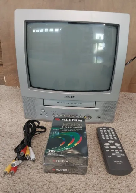 Toshiba MV13N3 13" CRT TV VCR Combo Player VHS Recorder w/ Remote-Cables-Tapes