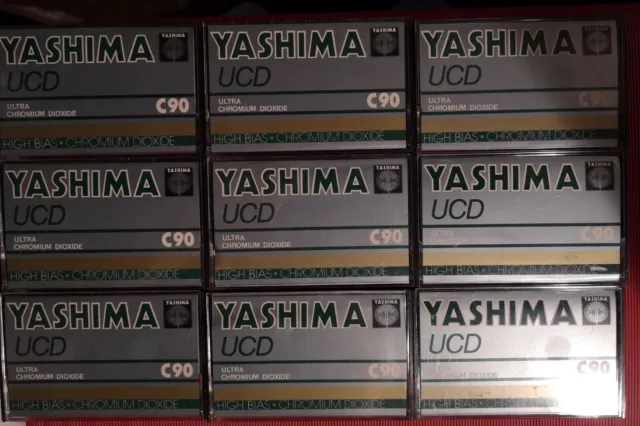 9 x Late Seventies Yashima UCD Chrome C-90 Cassette Tapes. Re Recordable