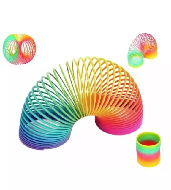 Large Rainbow Spring Coil Slinky Fun Kids Toy Magic Stretchy Bouncing New