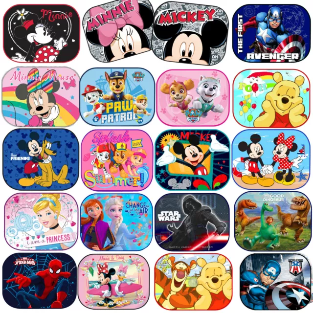 2 Disney Car Window Sun Shades Baby Children Kids Minnie Frozen Spiderman Cars