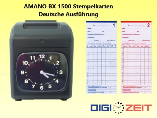 Stempelkarten für AMANO BX 1500  je Pack 100 Stück