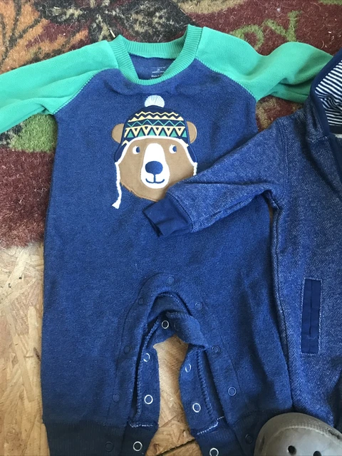 Carters Baby Boy 0-3 Months, Blue Full Zip Winter, Bear Comfy Sleepy Time 