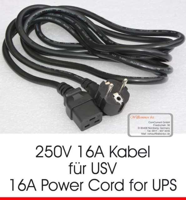 16A Power Cable Power Cord With IEC320 Iec320/C19 Plug For Ups USV Server New