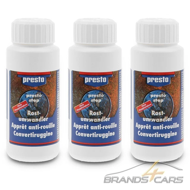3x 100ml PRESTO STOP CONVERTITORE RUGGINE CORROSIONE PROTEZIONE RUGGINE PRIMER RISANAMENTO