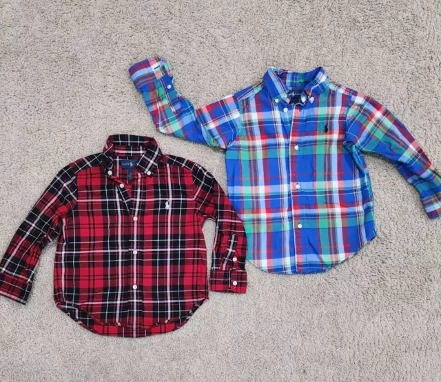 Lot Of Polo Ralph Lauren Shirts Boy's Size 3T Button Down Long Sleeve Plaid Top