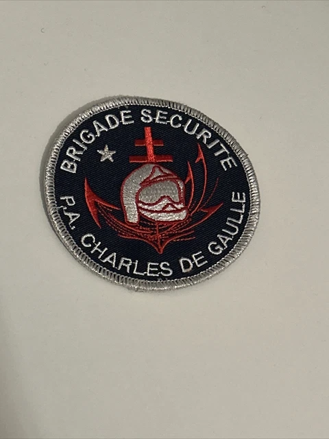 Patch Brodé Thermocollant Charles De Gaulle Rafale - Dim. 9x6,5cm, Avion Chasse Marine - Fermeture Fer à Repasser - 8