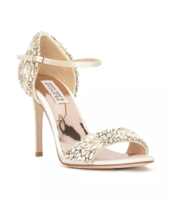 Badgley Mischka Tampa Embellished Stiletto Heel- Ivory Satin size 6.5