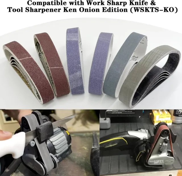 30 Pcs 3/4" x 12" Replacement Knife Sharpener Sanding Belt Kit for Work Sharp Kn