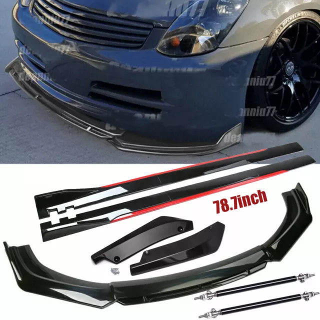 For Infiniti G35 G37V Front Bumper Lip Spoiler Splitter79"Side Skirts Rear Lip