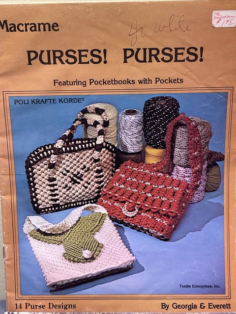 Lote de 4 Libros de Patrones de Macramé De Colección Carteras Judy's On The Go Macra-Mates