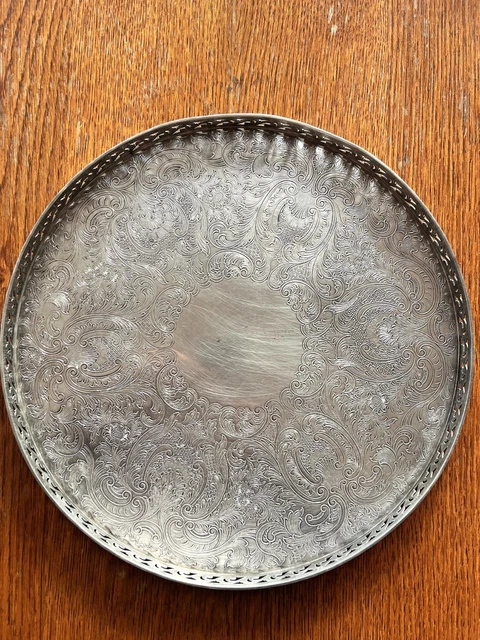 BARKER ELLIS SILVER Plated Oval Gallery Tray, England, Reticulated