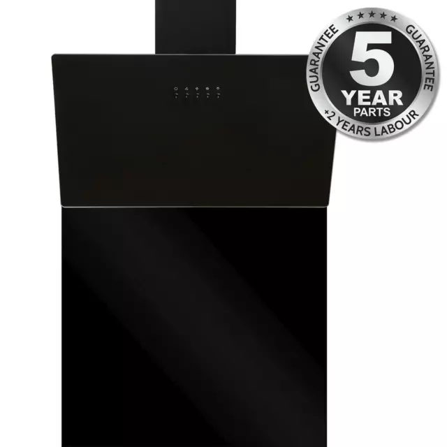 SIA 60cm Black Angled Cooker Hood Extractor Fan & Toughened Glass Splashback