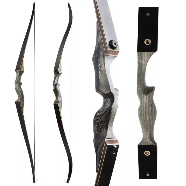 60" Takedown Longbow Recurve Bow 20-60lbs Wooden Archery Hunting Black Hunter