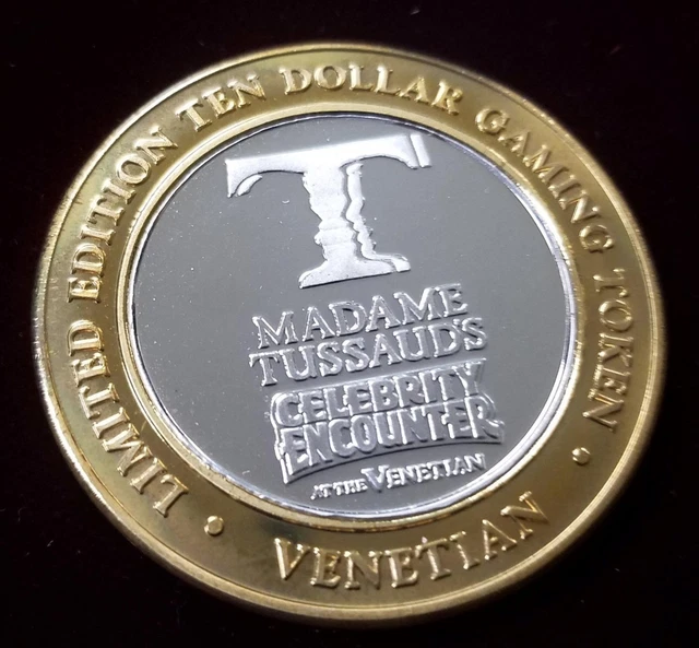 .999 $10 Silver Strike | Gaming Token | Vegas | Venetian | Madame Tussaud