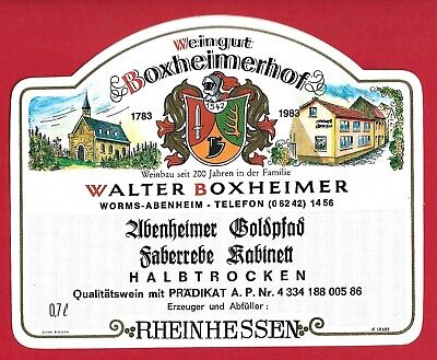 D D91 Etiquette LABELWeinetikett RHEINHESSEN Weingut Ernst EICHER 6526 ALSHEIM 
