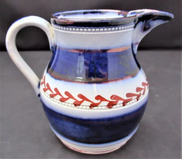 Victorian pottery Gaudy Welsh cream jug, c1860