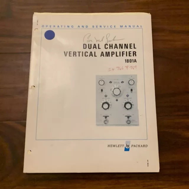 HP 1801A Dual Channel Vertical Amplifier Operating & Service Manual 01801-909109