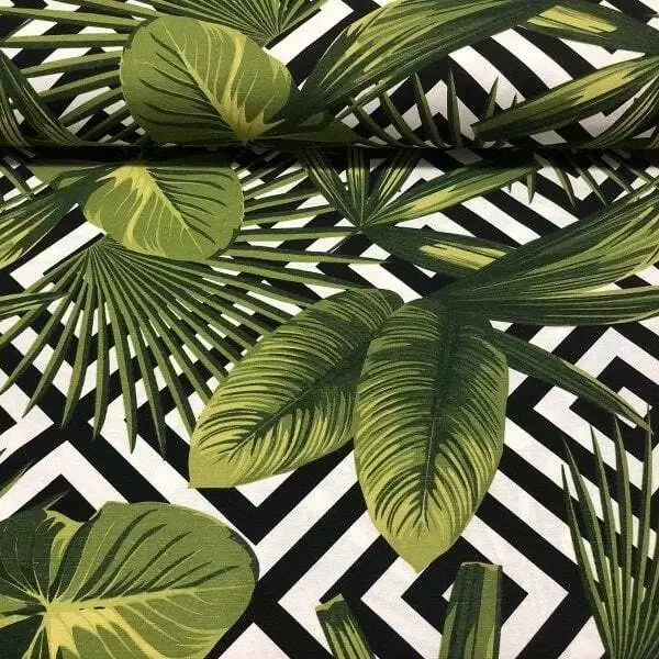 Palm Leaves Botanical Tropical Outdoor Cotton Canvas Curtain Pillow Fabric Meter