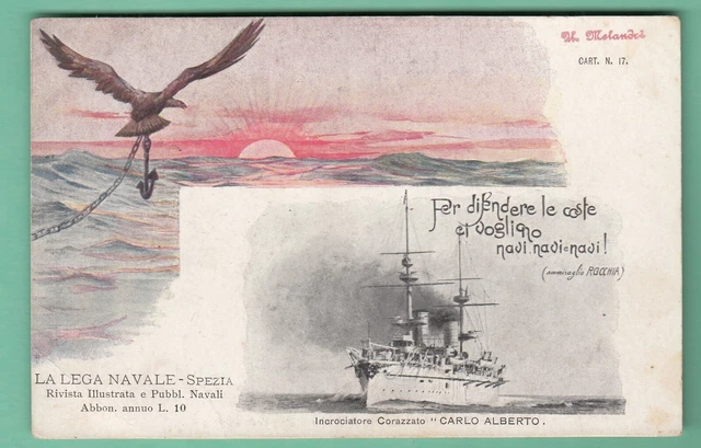 LA SPEZIA LEGA Navale Nave Incrociatore CARLO ALBERTO Cartolina nuova d