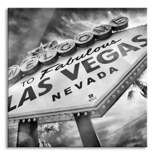 Las Vegas Look Retro Imagen Cuadrados De Vidrio Real, Con Soporte de Pared