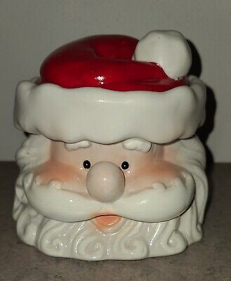 Vintage 1970s Ceramic Santa Claus Cookie Or Candy Jar Small 6"Tall Christmas