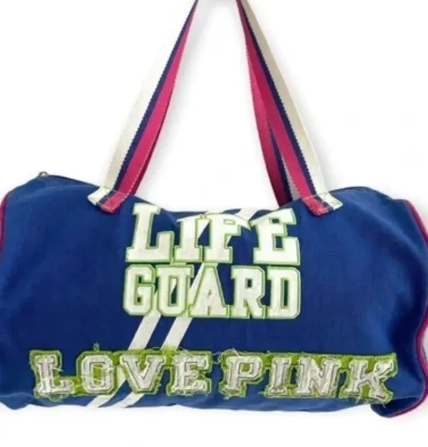 1990’s Victorias Secret Pink Life Guard Duffel Bag Team”86 Patched Letters