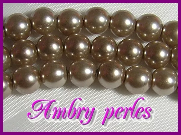 Lot de 20 perles Nacrées 8 mm Marron Clair