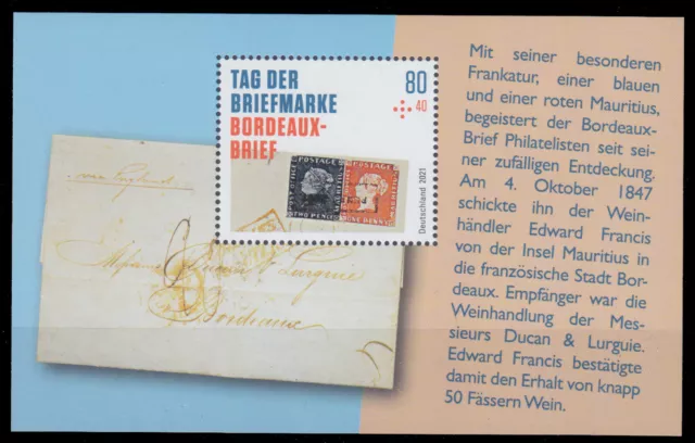 Bundesrepublik Block 88 ** Tag der Briefmarke 2021, Blockausgabe, postfrisch