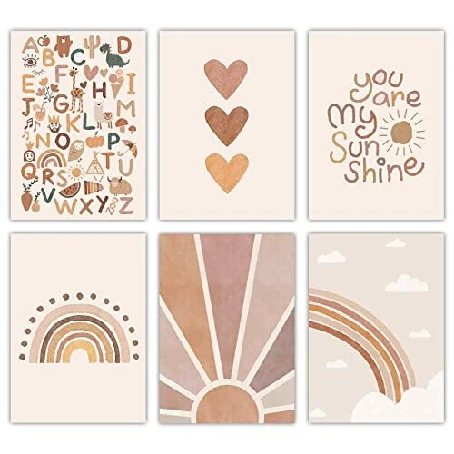 Set of 6 Baby Nursery Room Decor for Girl 8"x10" You Are My Sunshine Wall
