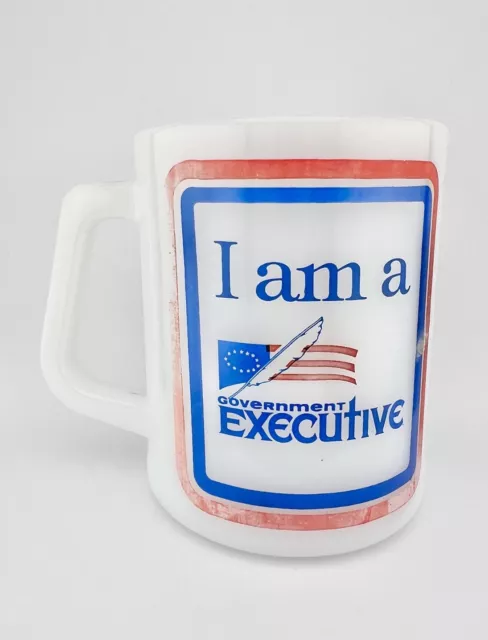 RARE Vintage Federal Mug Milk Glass " I Am A Government Executive" D Handle