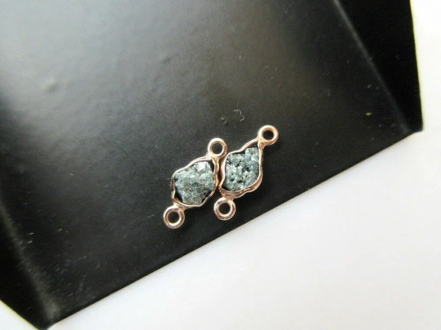Vente en gros 2 Pc Or Rose Bleu Brut Double Boucle Diamant Brut Connecteur 7-8mm