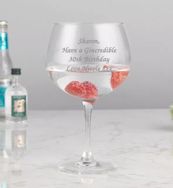 Personalised Engraved Gin Cocktail Balloon Glass-Gin Tonic Wedding Gift Birthday