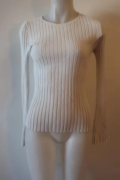 Womens Bailey/44 White Long Sleeve Ribbed Top M *