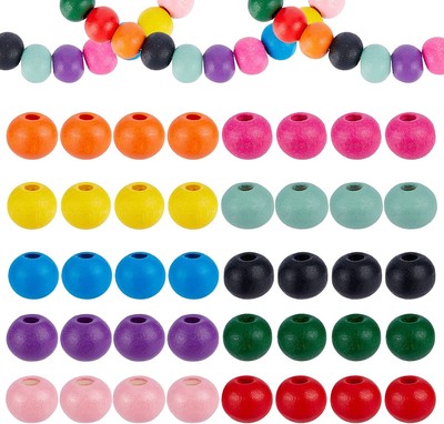 60 Pezzi di Perline di Legno Colore Palline di Legno Colorate Miste Perline di Legno Colorate Adatte per Gioielli Fai Da Te Perline Fatte a Mano Perline di Legno Geometriche 