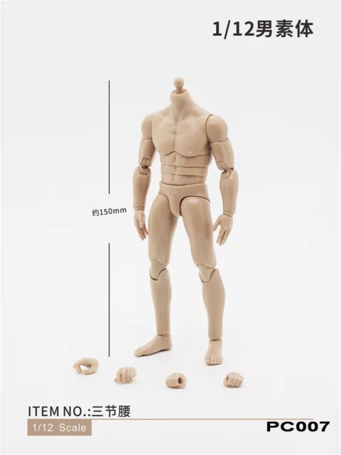 1/12 PC007 Male Man Standard Muscle 6'' Action Figure Body Flexible