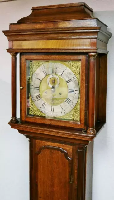 Antique English 8 Day Striking Slimline Solid Oak Grandfather Longcase Clock 3