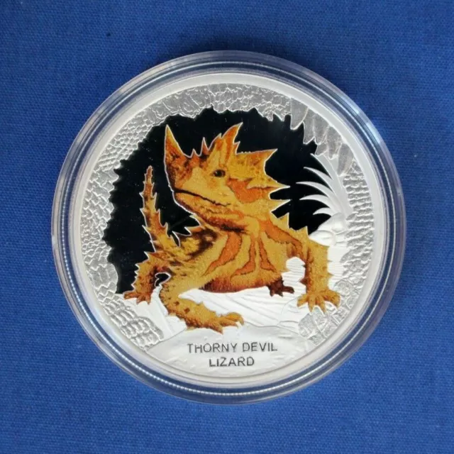 2014 Tuvalu 1oz Silver Proof $1 "Thorny Devil Lizard" in Case with COA 2