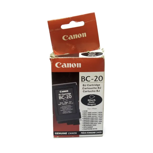 Genuine Canon BC-20 Black Ink BJ Printer Cartridge Expired BJC 2000, 4000, 5500