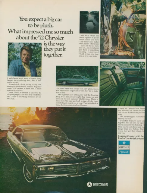 1971 1972 Chrysler New Yorker Welding Bouncing Betty Vintage Print Ad L29