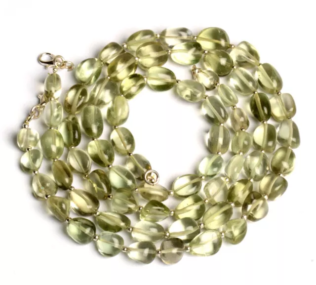 Collier de perles en forme de pépite lisse, gemme naturelle, prasiolite,...