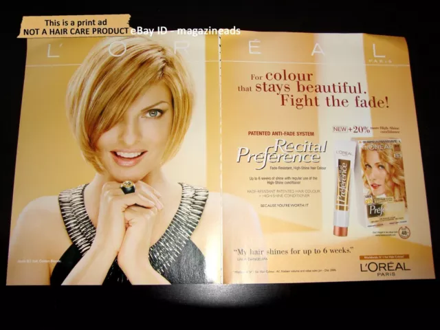 L'OREAL Hair Care 2-Page PRINT AD 2007 LINDA EVANGELISTA pretty blonde woman