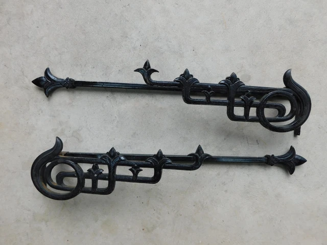 Antique Swing Arm black iron Curtain Rods Art Nouveau Deco GOTHIC Victorian
