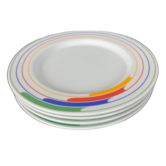 (4) Vintage 80s STUDIO NOVA Primary Gallery L9186 Rainbow Salad Bread Plates