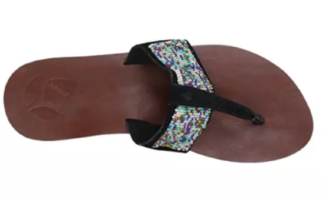 NEW Reef Women's We Heart Hand-Beaded Sandal Black/Multi Size 10 $59.99 2