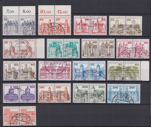BERLIN 1977 17 x WAAGERECHTE PAARE BURGEN UND SCHLÖSSER o GESTEMPELT
